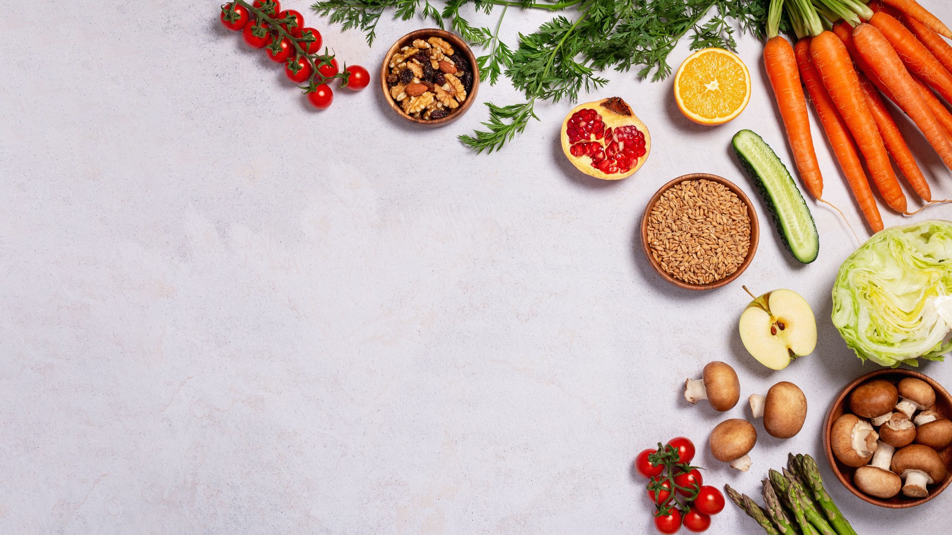 Food banner background with vegan products, vegan food on table, top view , veganuary concept